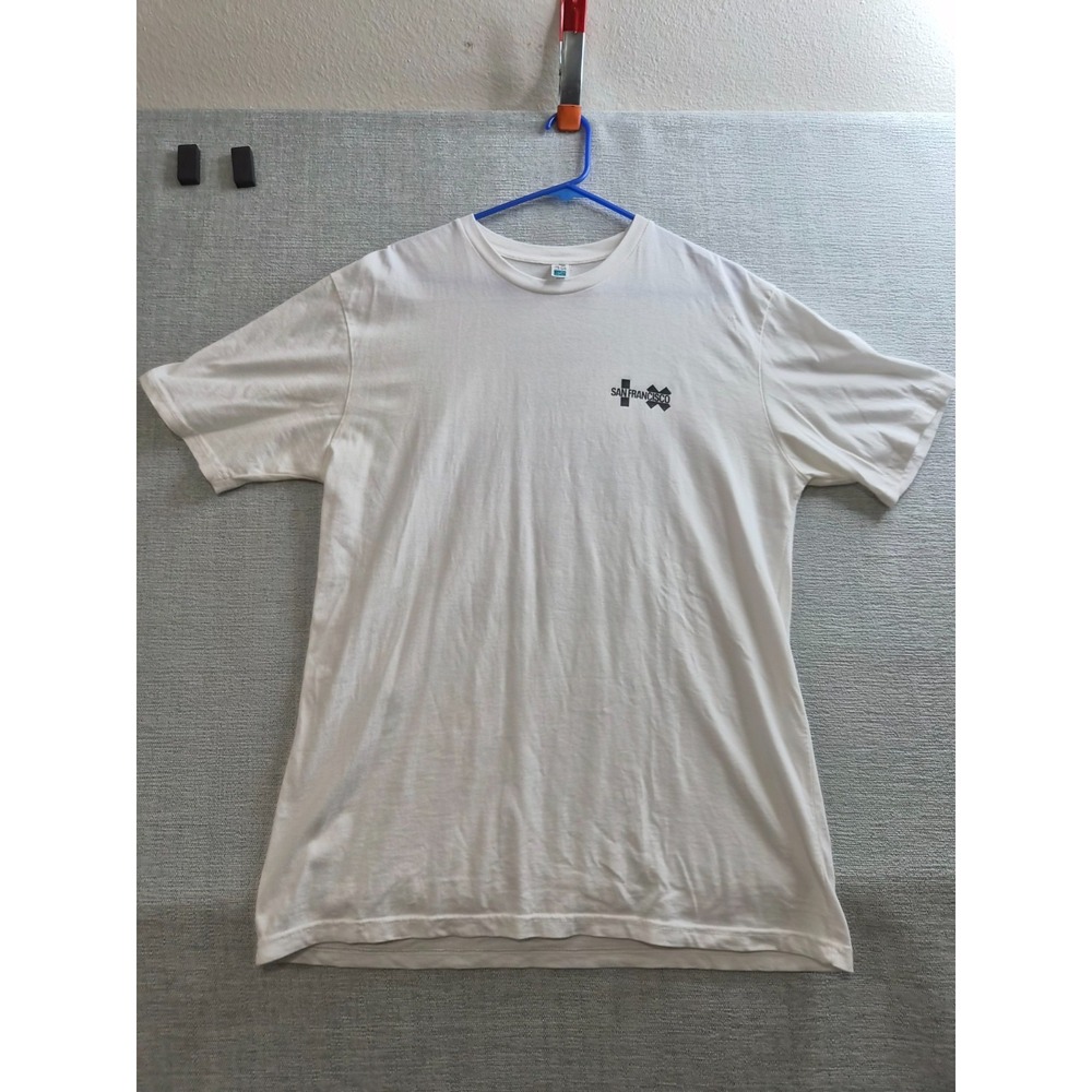 Lane Seven T-Shirt Mens Large White Graphic Cotton Jersey Heavyweight Crew Neck